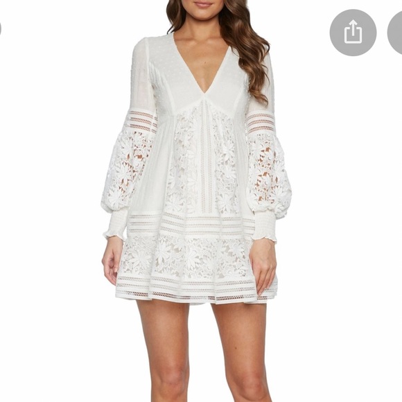 Bardot Dresses & Skirts - Bardot Lace V-neck dress white - bridal